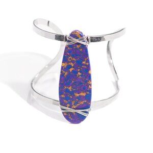 Spotted A Mile Away Cuff Bracelet in Purple and Silver.